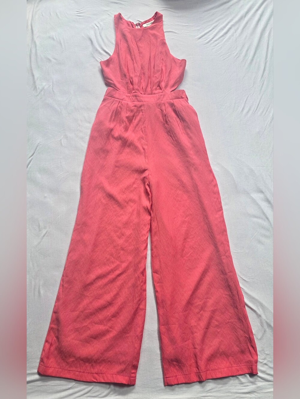 DO+BE Coral Pink Wide Leg Cutout Jumpsuit Women's Small Sleeveless